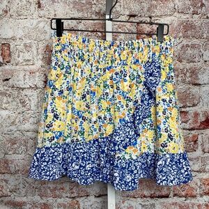 💙5/$15 Sienna Sky Womenʻs Playful Floral Ruffle Pull On Mini Skirt Large